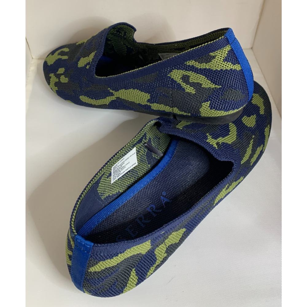 Serra Comfort Women's 9 Flats Blue Olive Green Camouflage Recycled Material